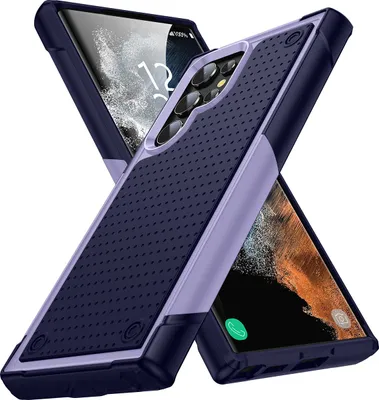 Produktbild von Für Samsung Galaxy S22 Ultra 5G Hülle Militärqualität Stoßfest Hybrid 2 in 1 Hart PC Weich TPU Handyhülle Lila Blau