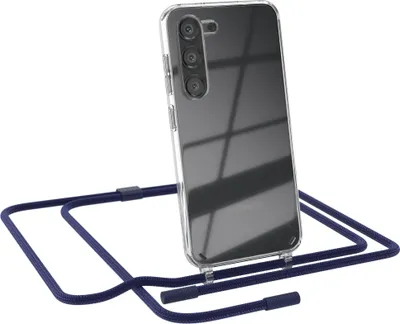 Produktbild von EAZY CASE Handykette für Samsung Galaxy S23, Clear Case aus Silikon, mit Umhängeband, abnehmbare Endstücke, Handyband in Blau