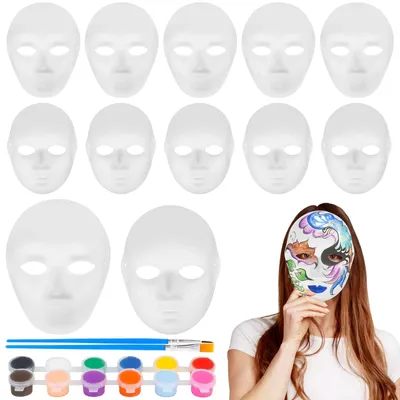 Immagine prodotto di Set di maschere di carta, 12 pezzi, bianche, per il Carnevale