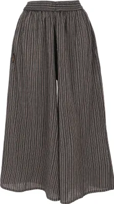 Produktbild von Weite Marlenehose, Gestreifte Sommerhose, Boho Hose - Schwarz/grau, Damen, Baumwolle, Größe: L/XL