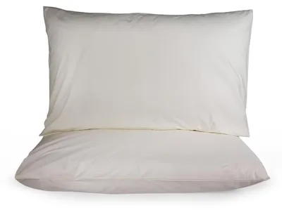 Image de Ensemble de 2 taies d'oreiller en percale 100% coton, couleur naturelle, dimensions 60 x 90 cm