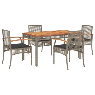 Image de vidaXL Ensemble de jardin 5 pièces avec coussins Gris Poly rotin