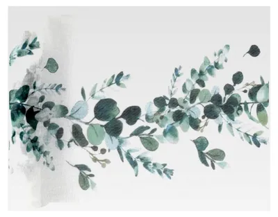 Produktbild von Eukalyptus Dekorativer Tischläufer Weiß / Grün - 26 cm x 3 m