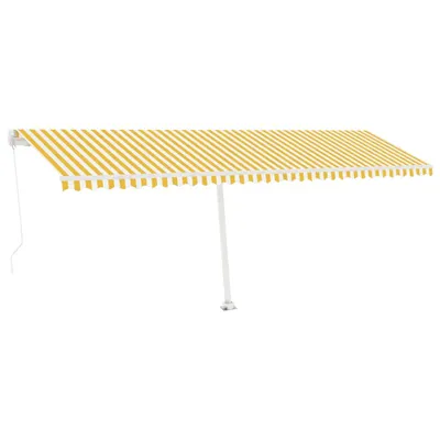 Obrázok produktu pre vidaXL Markíza manuálne výsuvná s LED diódou 600x350 cm žltá biela