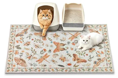 Imagen del producto de Alfombrilla antideslizante para gatos, 89x58 cm, que recoge la arena para gatos y es ideal para usar debajo de la bandeja sanitaria