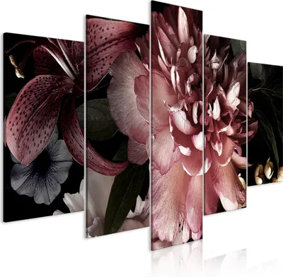 Produktbild von Leinwandbilder 200x100 cm b-C-0638-b-m Vlies Leinwandbild 5 tlg Kunstdruck modern Wandbilder XXL Wanddekoration Design Wand Bild PÄONIE BLUMEN GARTEN BOTANIK NATUR