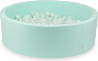 Produktbild von Bällebad 130x40cm mint – Mit 700 Bällen / transparent, perlmutt, hellmint