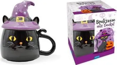 Produktbild von Trötsch Spuktasse mit Deckel Katze Keramiktasse Halloween