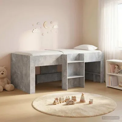 Productafbeelding van Maison Exclusive - Stapelbed voor kinderen, betonkleur, 90 x 200 cm, houtvezelplaat
