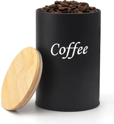 Produktbild von Kaffeedose luftdicht, 500ML Kaffeebohnen Behälter, schwarz Kaffeepads Aufbewahrung, Kaffeedose für gemahlenen Kaffee, Kaffeekapseln, Kaffeebohnen