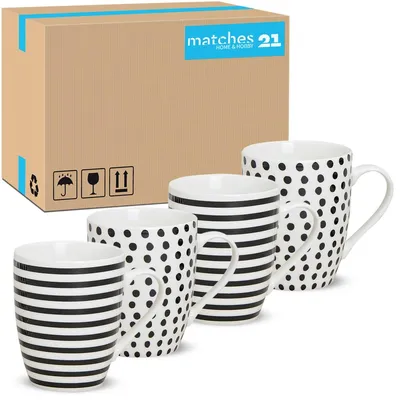 Produktbild von Kaffeetassen 48er Set Punkte Streifen Design gepunktet