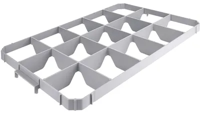 Produktbild von Contacto Einsatz für 15 Gläser, oben, Kunststoff, geeignet für 60 x 40 cm Transportboxen, max. Glasdurchmesser 10,5 cm