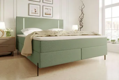 Produktbild von 99rooms Favon Boxspringbett Strukturstoff NEVE Salbeigrün 180x200 cm