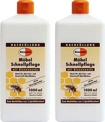 Produktbild von Renuwell Möbel-Schnellpflege Bienenwachs Holzpflegemittel 2 x 1 Liter