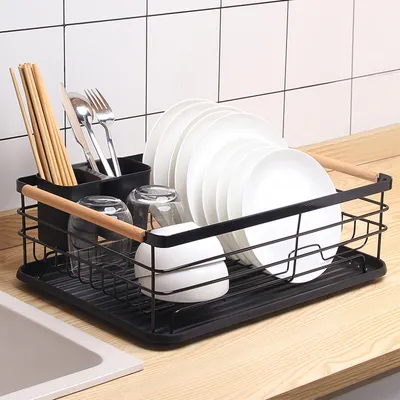 Produktbild von Geschirrabtropfgestell Abtropfgestell Abtropfgitter Gestell für Geschirr, Abtropfständer Abtropfschale für Küchen Spüle, 43×30,5×14