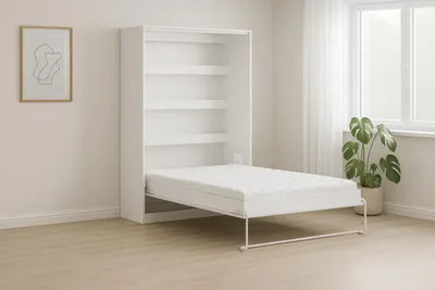 Produktbild von Kaiser Möbel Schrankbett Perfekt 140x200 ein vertikales, das Design und Funktionalität vereint mit Matratze Weiß