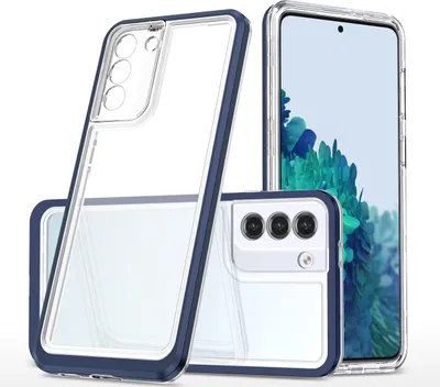 Produktbild von Klares 3in1-Case für Samsung Galaxy S22+ (S22 Plus) - Gelhülle mit blauem Rahmen