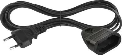 Dvoužilový pohyblivý přívod 1,5 m / 1 zásuvka / černý / PVC / 0,75 mm2