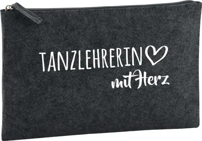 Produktbild von Huuraa Kulturbeutel Tanzlehrerin mit Herz 1 Liter Charcoal Filz Kosmetiktasche Geschenkidee