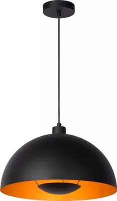 Zdjęcie produktu dla Lampa wisząca czarna ze złotym wnętrzem SIEMON 1xE27 40W Lucide