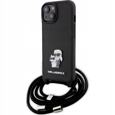 Immagine prodotto di Karl Lagerfeld Klhcp15Msakcpsk Custodia rigida per Iphone 15 Plus / 14 Plus 6.7 Czarny/Black Crossbody Saffiano Metal Pin Karl & Choupette