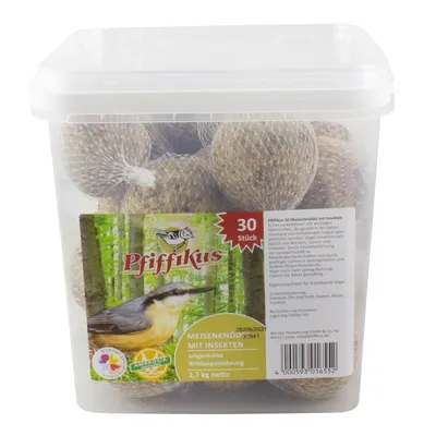 Produktbild von Pfiffikus Meisenknödel mit Insekten 30 Stück im Eimer mit Netz