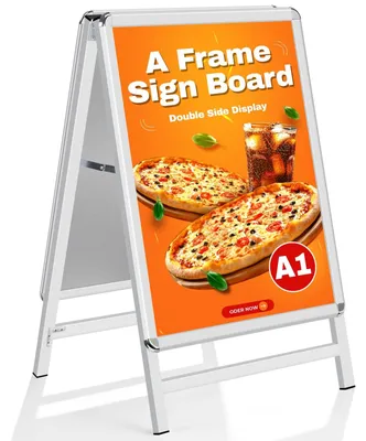 Produktbild von Kundenstopper Posterständer Plakatständer A-Board - A1 - Doppelseitig - Silber