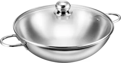 Produktbild von Wokpfanne 32 cm, Edelstahl, Glasdeckel, Induktion, für Gemüse