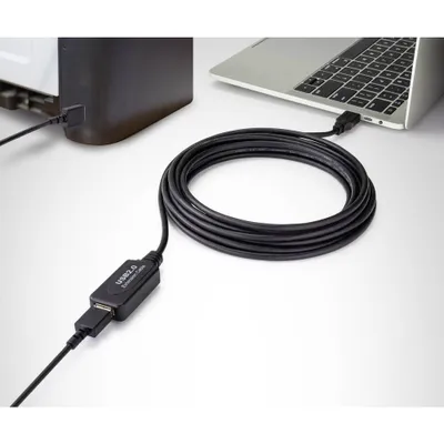 Productafbeelding van Renkforce USB-kabel, USB 2.0, USB-A stekker, USB-A aansluiting, 10,00 meter, zwart, actieve kabel met signaalversterking, modelnummer RF-4535084