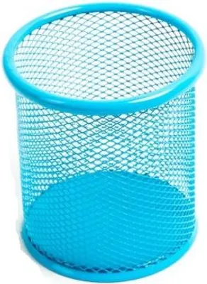 Immagine prodotto di Leviatan 9982 Portapenne in metallo | Portapenne rotondo in filo metallico | Bicchierino multifunzionale a rete per penne a sfera Ø91 mm Blu