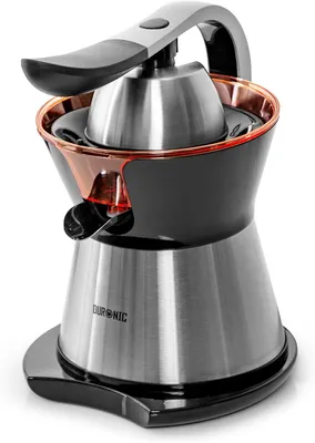 Produktbild von Duronic JE304 Saftpresse elektrisch 300W, Zitronenpresse 400ml, Zitruspresse 2 Kegel, Orangenpresse, hohe Saftgewinnung, Edelstahl Fruchtpresse mit Sieb, Citrus juicer, Orangensaftpresse