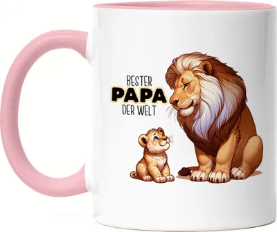 Produktbild von Bester Papa der Welt Löwen Papa Tasse Rosa - Stiefvater Geschenk Vatertag