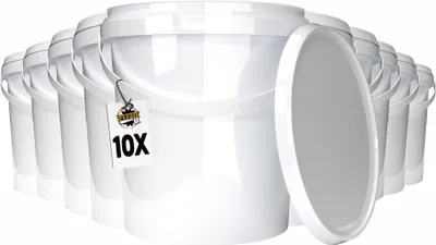 Produktbild von Kunststoffeimer mit Deckel 1L | PP | rund | Weiß 10 Stück