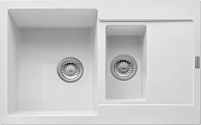 Immagine prodotto di FRANKE Maris MRG 651-78 in GLACIER con valvola a pulsante e scolapiatti / Dimensioni di incasso 760 x 480 mm / Lavello da incasso