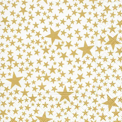 Image de PAPER+DESIGN 500159 Serviette de cocktail de Noël "étoiles dorées" 25 x 25 cm