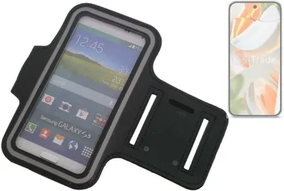 Produktbild von Kompatibel mit Google Pixel 9 Pro Neopren Jogging Armband Sportarmband Oberarmband schwarz kompatibel mit Google Pixel 9 Pro mit Reflektor Streifen.