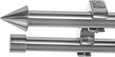 Produktbild von Edelstahl Look Gardinenstange Ø 20mm Deckenträger 2-läufig zweiläufig Deckenbefestigung Spitze D60 E31E30 RR