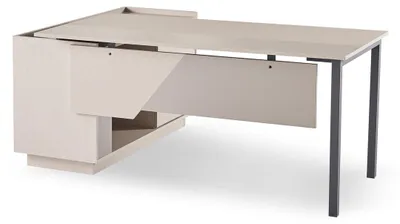 Productafbeelding van Bureau, kantoorbureau, beige, modern, tafel met metalen frame