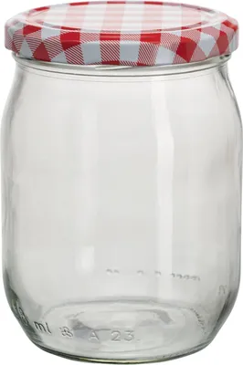 Image de Bocal à provisions 8 pcs., couvercle carreau/rouge, contenu : 0,041 litre, hauteur : 55 mm TO43