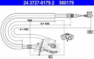 Produktbild von Ate Seilzug, Feststellbremse Hinten Links 24.3727-0179.2