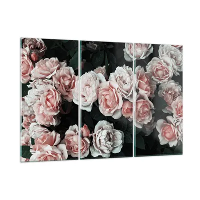 Produktbild von Bilder auf glas - 3 Teile - Rosen Blumen Blätter - 165x110cm - Glasbilder - Wandbilder - Bilder - zum Aufhängen bereit - Wanddekoration aus Glas - Glas Bilder - Wandbild auf Glas - GCE165x110-4760