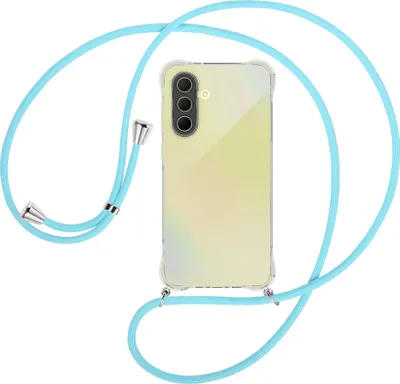Produktbild von Handykette Backcover-Schutzhülle mit Band (Metall silberfarben) für Samsung A36 5G - himmelblau