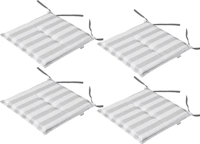 Four striped seat cushions arranged in a grid.