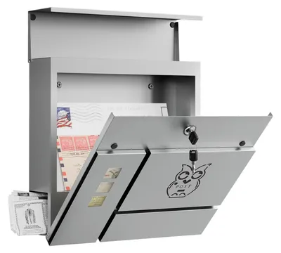 Produktbild von Briefkasten - Wandbriefkasten - Metall - Abschließbar - Zeitungsfach - Sichtfenster - Grau