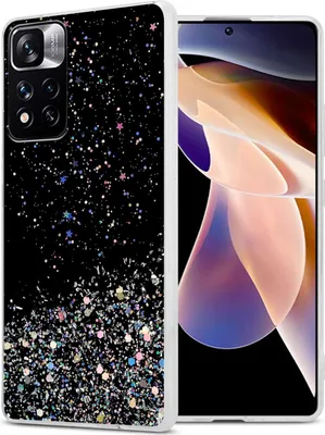 Produktbild von Cadorabo Hülle für Xiaomi RedMi NOTE 11 PRO+ in Schwarz mit Glitter Schutzhülle aus flexiblem TPU Silikon mit funkelnden Glitter Case Cover Etui Handy Hülle