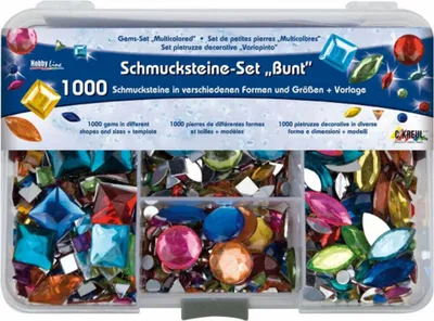 Produktbild von Schmuckstein Set 1000St bunt sortiete Formen und