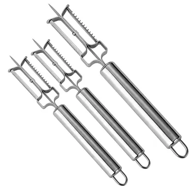 Produktbild von 3er Set Edelstahl Sparschäler Gemüseschäler Kartoffelschäler 3-in-1 Julienne Schäler Obstschäler Küchenhelfer für Kartoffeln Gurken Karotten