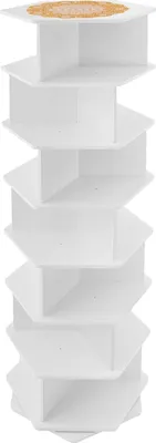 Image de Étagère à chaussures - 7 étages pivotante - 360° - Autoportante - Hexagonale - Pour 21 paires - PVC - 30 × 30 × 165,5 cm - Blanc