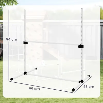 Produktbild von PawHut Agility Hürdenset Slalom Stangen Hunde Training Set 4 x Hürden Weiß