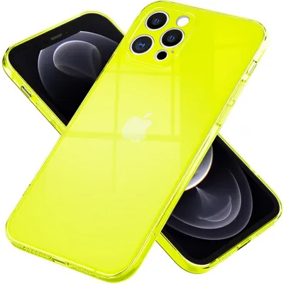 Produktbild von NALIA Klare Neon Handy Hülle für iPhone 12 Pro Max, Bunt Durchsichtig Cover Case Gelb